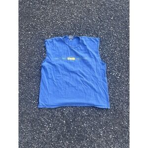 Nike Shirt Mens 2XL Blue Sleeveless Swoosh Logo Cutoff Tee Casual Workout Tank